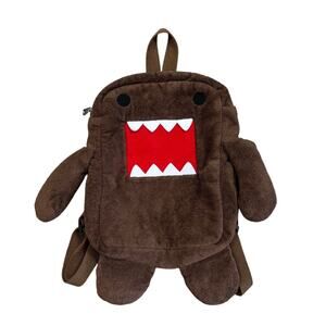 Rare Official Vintage NHK-TYO Domo Kun Plush Backpack 16” 1 Pocket Brown Y2K